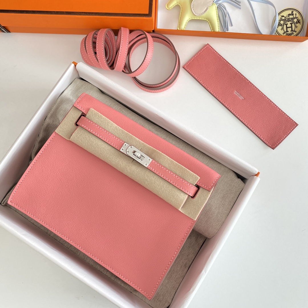 Hermes Kelly Danse Evercolor Bag In Rose Pink Color